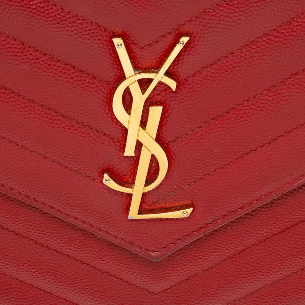 Saint Laurent Matelasse Grain de Poudre Monogram Chain Wallet - Picture 9 of 15